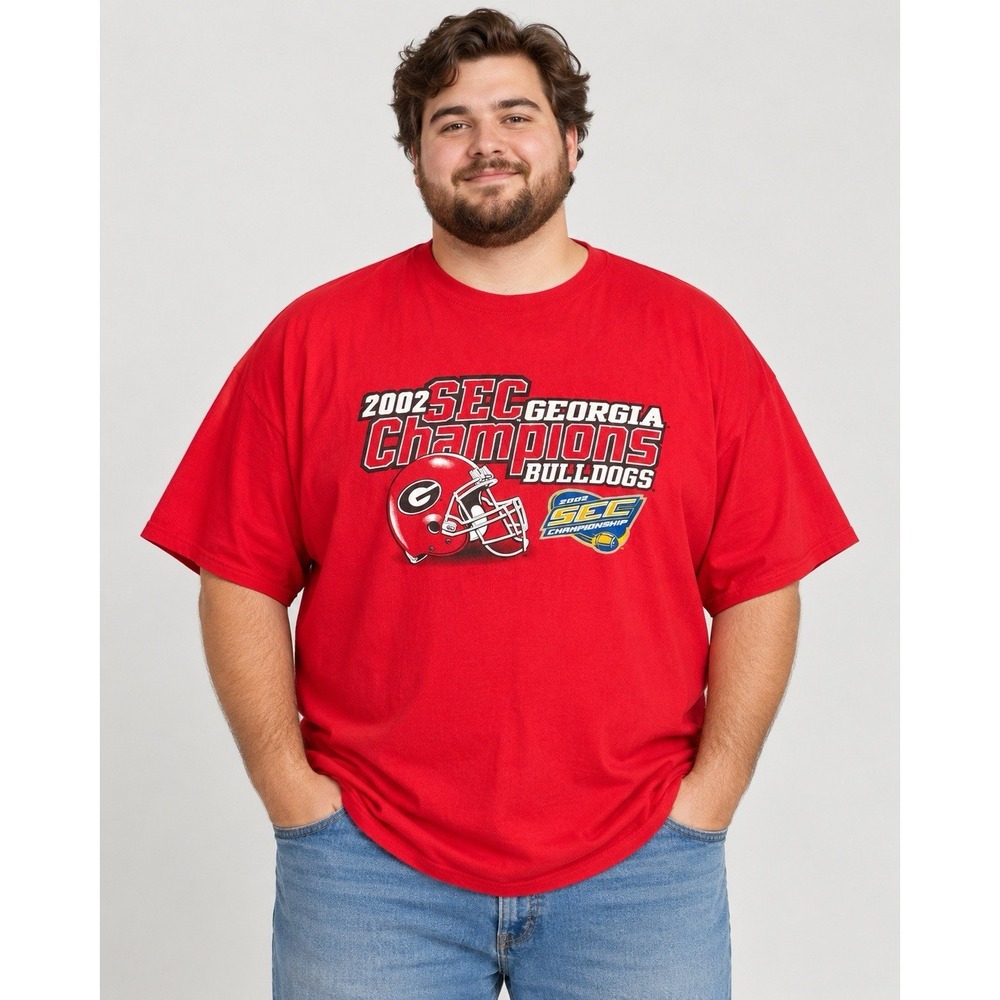 VTG Y2K 2002 Georgia Bulldogs SEC Champions T-Shirt - Champion XXL, UGA Football